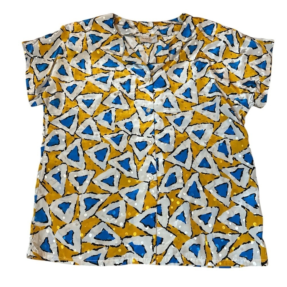 Vintage 80s/90s yellow patterned shirt, medium